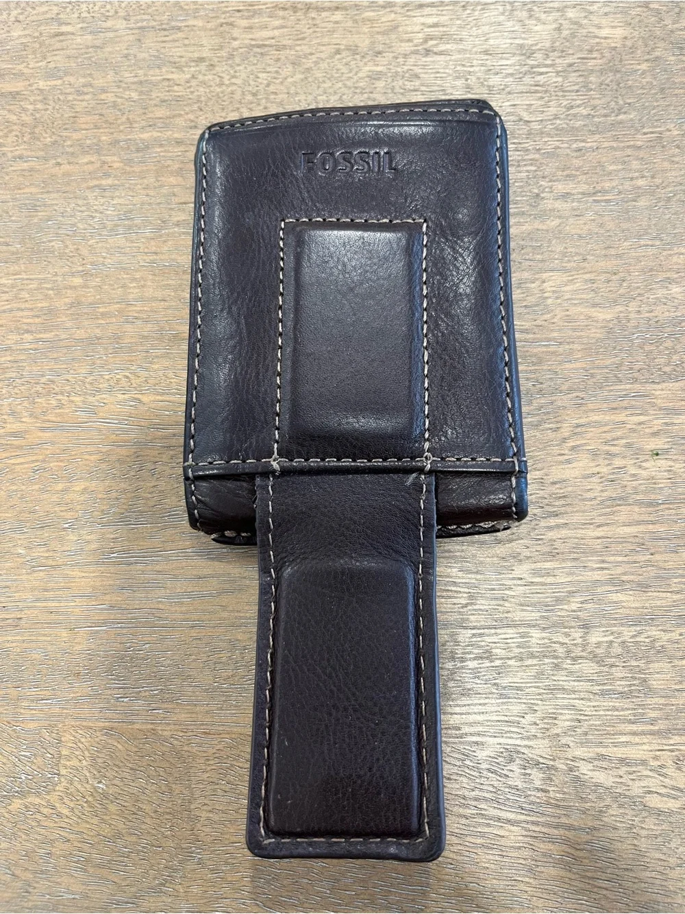 Fossil Dark Brown Leather Money Clip
